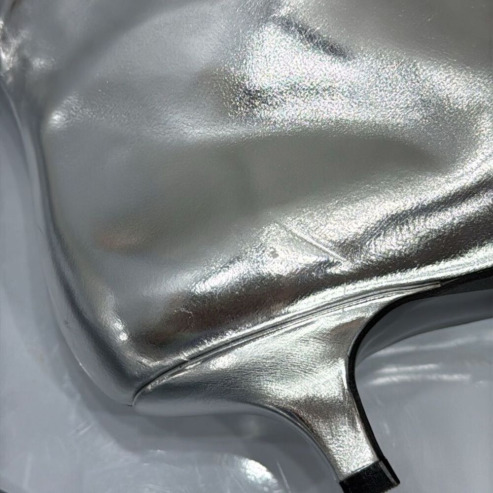 (W2) Zara NWT silver metallic leather ankle boots, size 39/8US - Picture 12 of 16